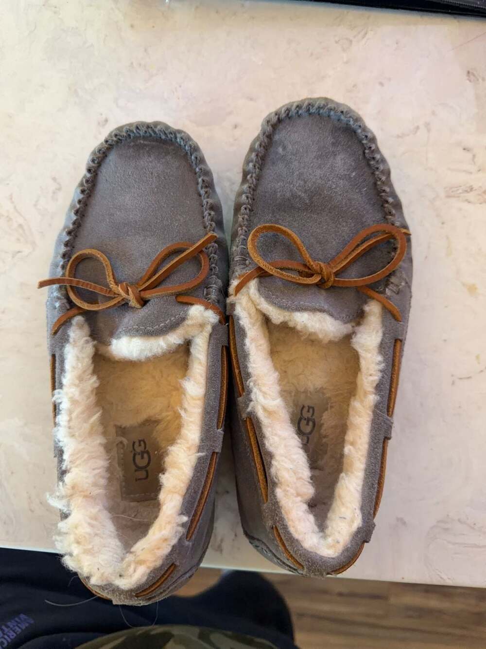 UGG Ansley Suede Moccasin Slippers Grey